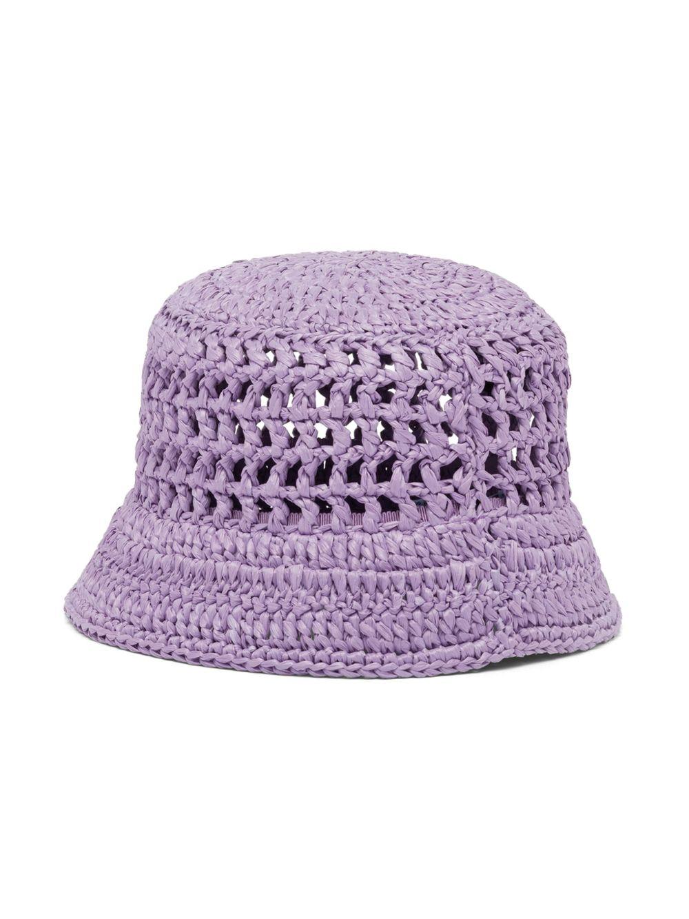 logo-embroidered crochet bucket hat Product Image