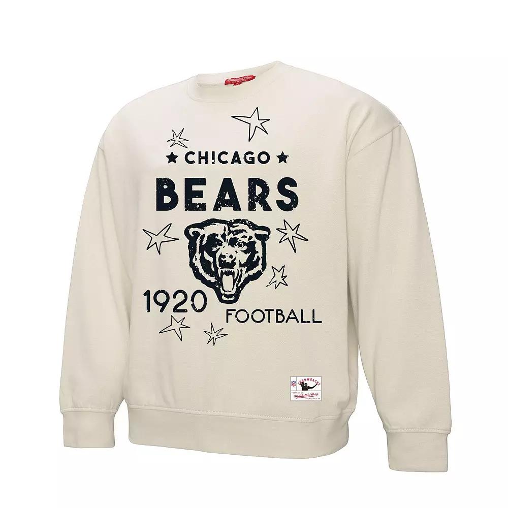 Women's Mitchell & Ness Cream Chicago Bears Shooting Stars Pullover Sweatshirt, Size: Large, Beige Product Image