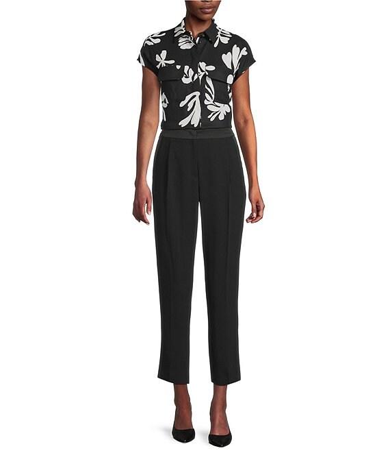 Marella Izabel Crepe Satin Straight Fit Pressed Pleat Ankle Pants Product Image