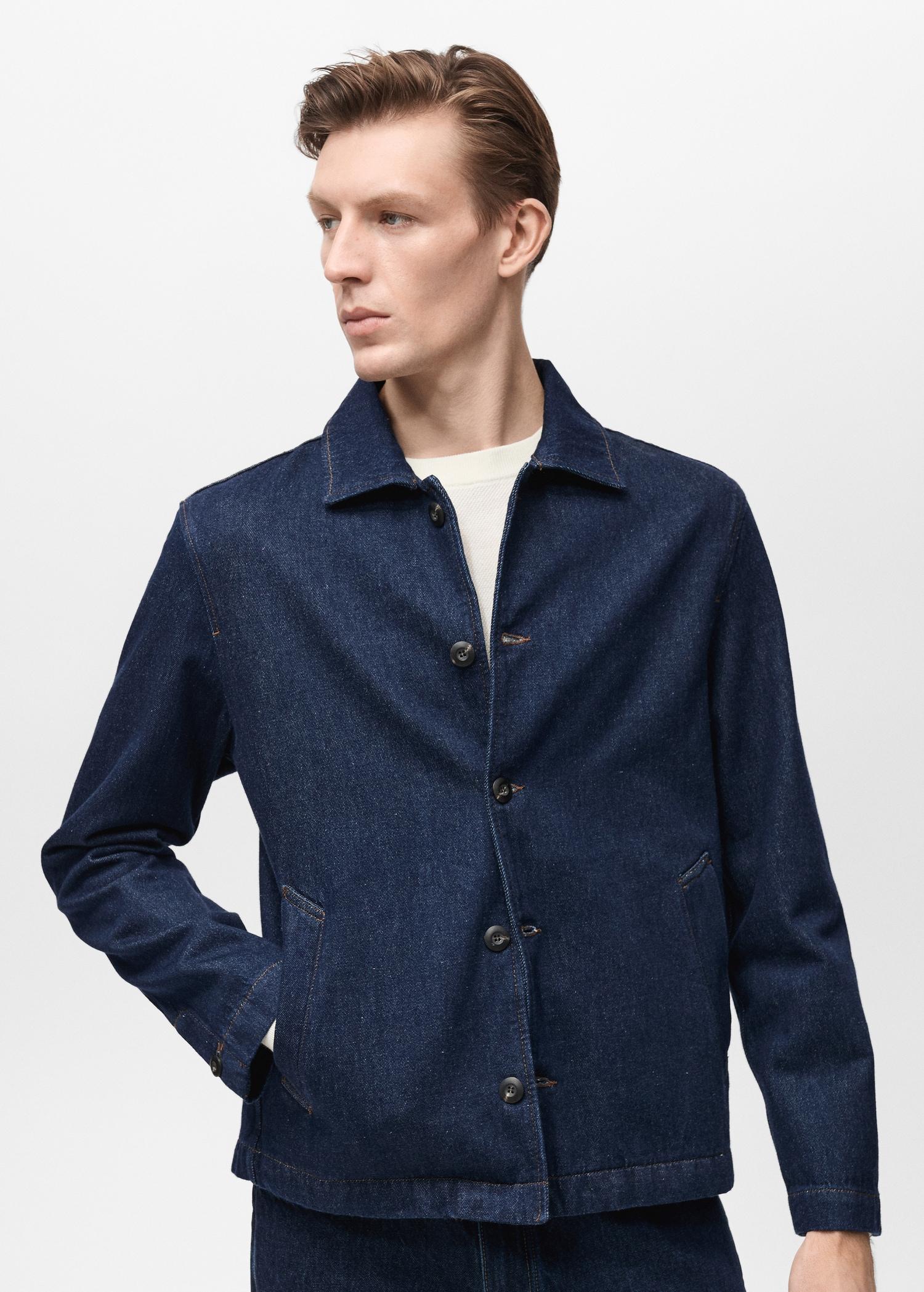 Regular-fit denim overshirt - Men | MANGO USA Product Image