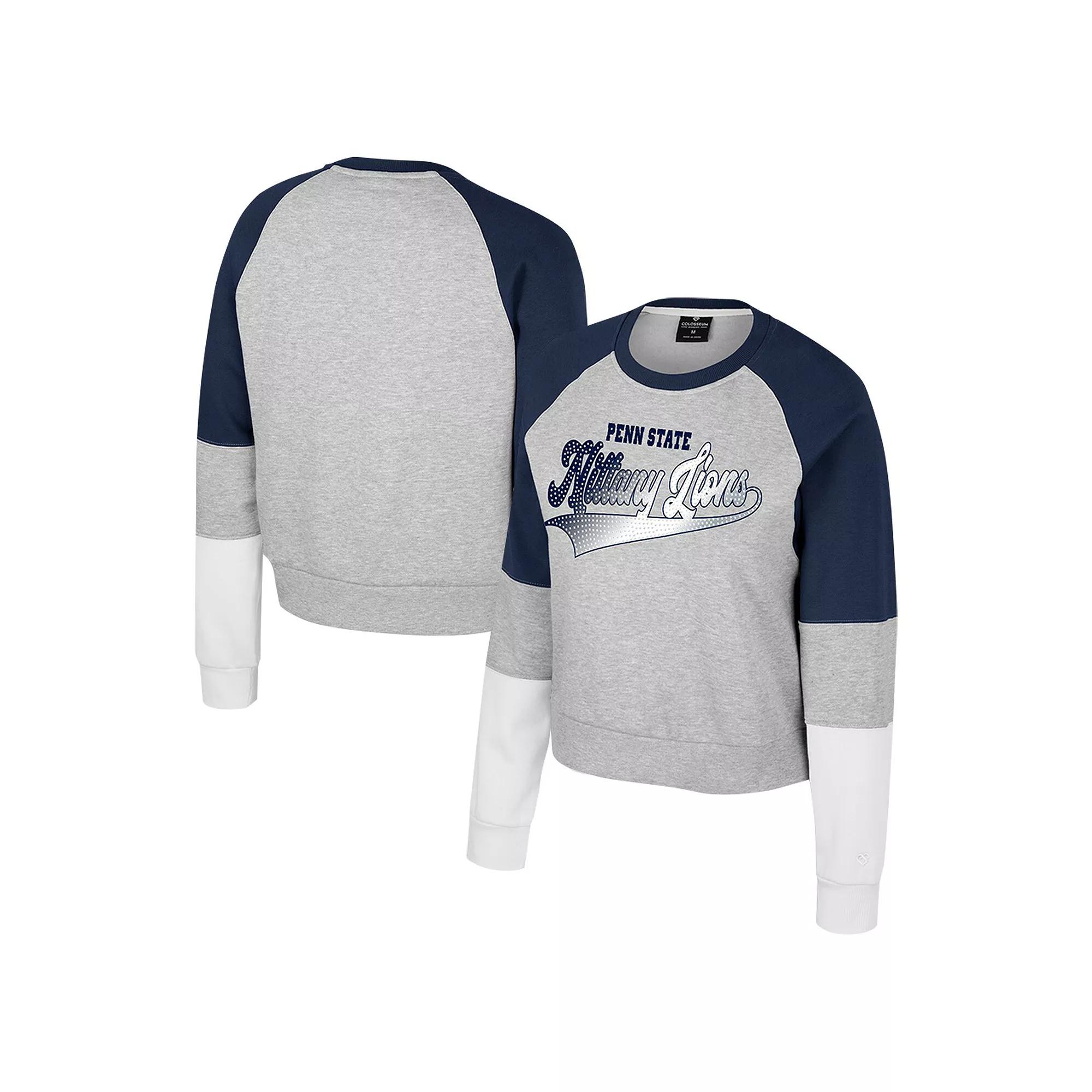 Women's Colosseum Heather Gray Kentucky Wildcats Katinka Rhinestone Scoop Neck Pullover Sweatshirt, Size: Large, Grey Product Image