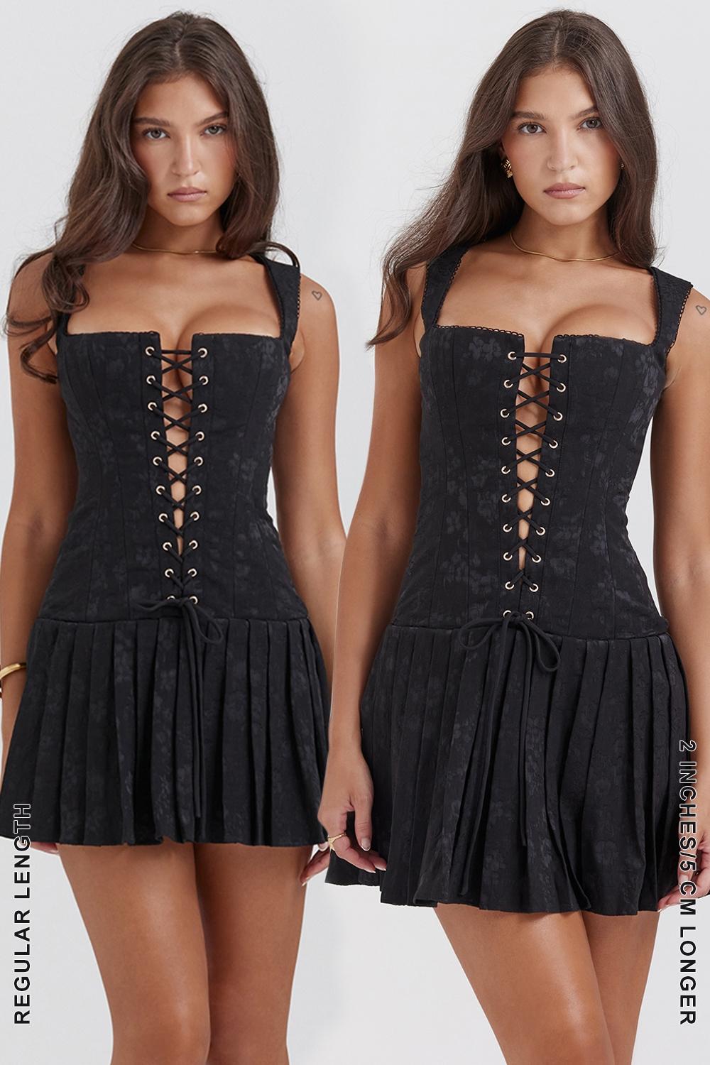 Talia  black pleated mini dress Product Image