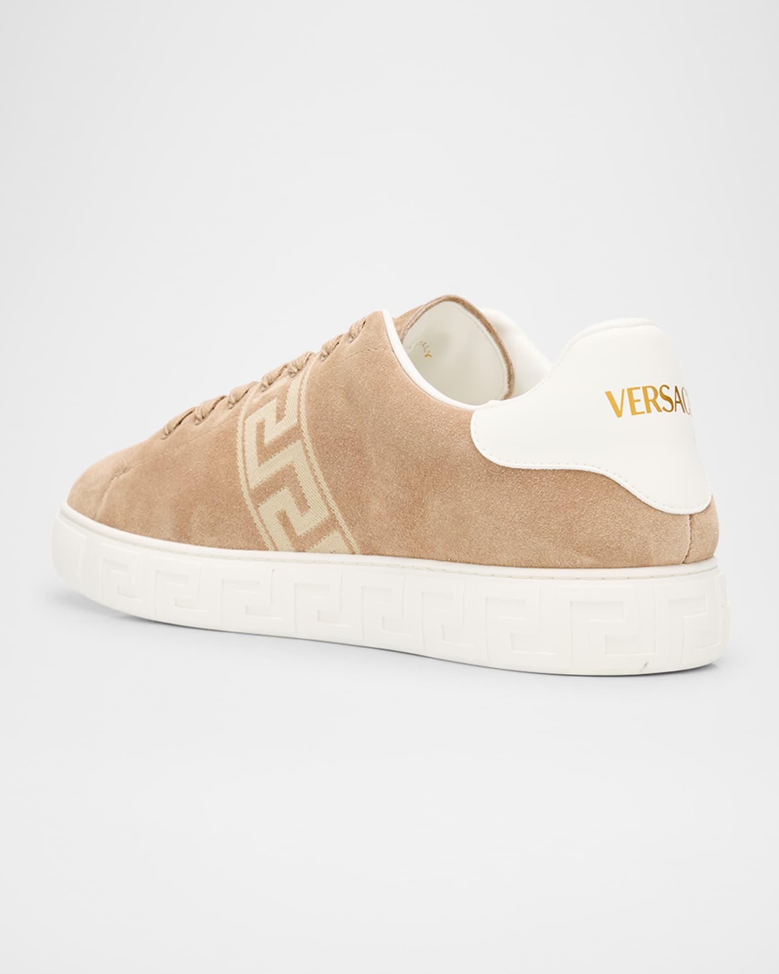 Men's La Greca Greek Key Suede Low-Top Sneakers Product Image