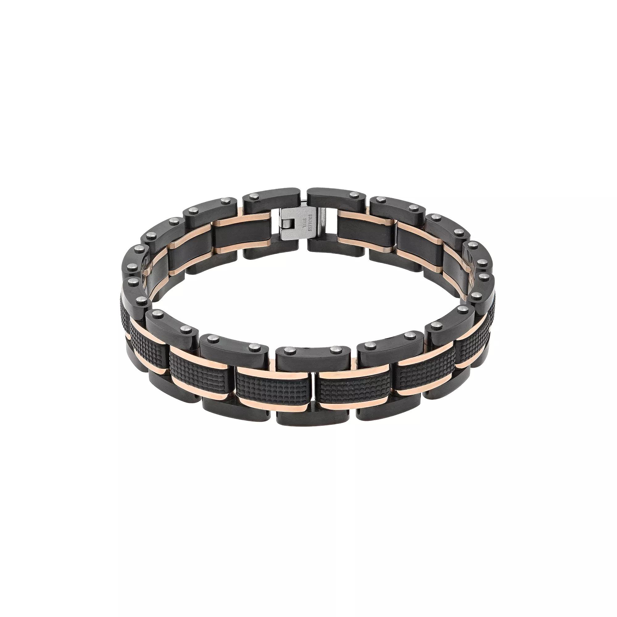 LYNX Two Tone Stainless Steel Men's Bracelet, Size: 8.5", Grey Product Image