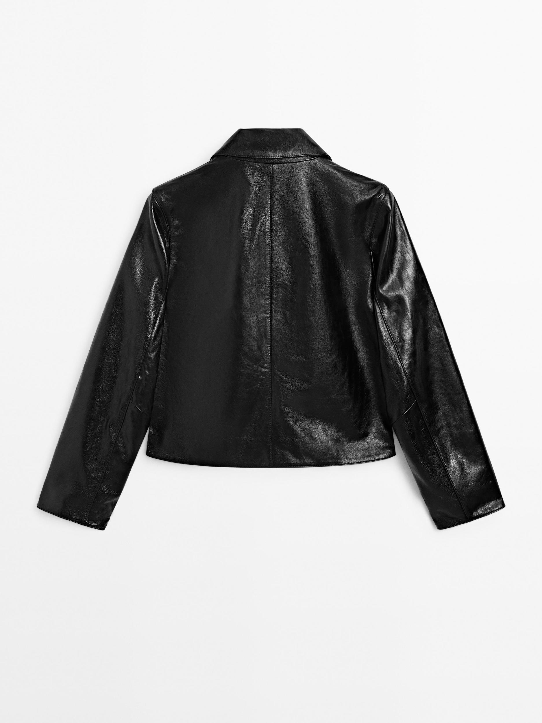 Cropped nappa leather jacket Product Image