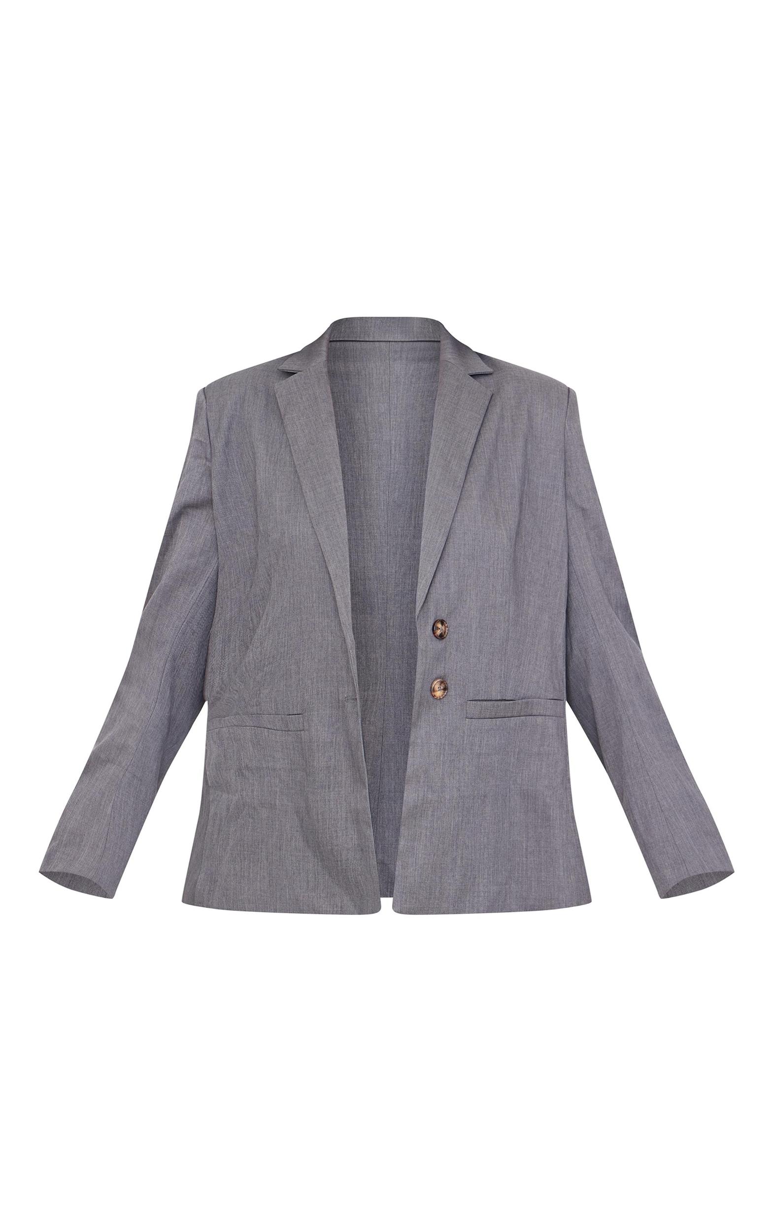 Plus Grey Oversized Structured Blazer Product Image