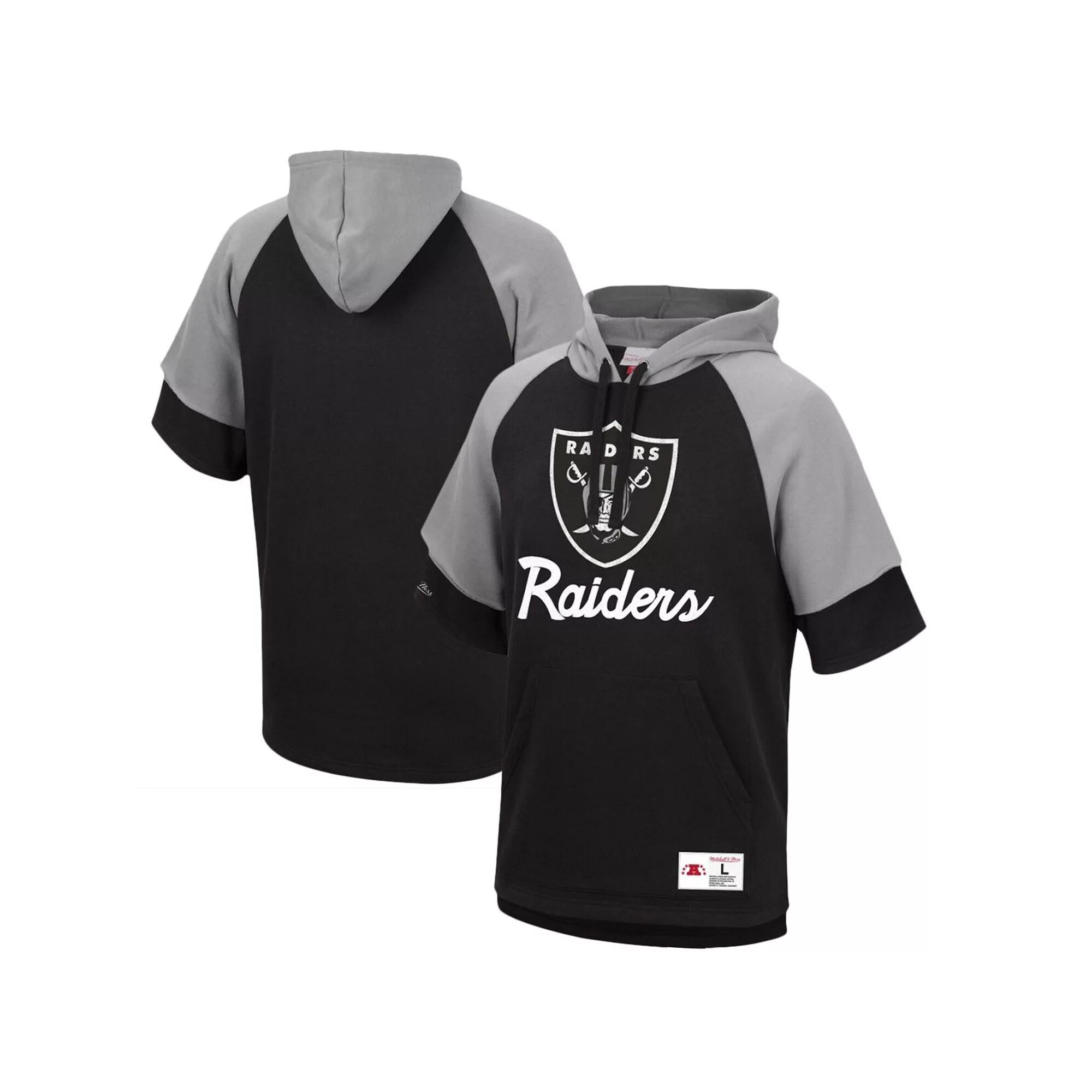Men's Mitchell & Ness Black Las Vegas Raiders Home Advantage Raglan Short Sleeve Pullover Hoodie, Size: Small, Lvr Black Product Image