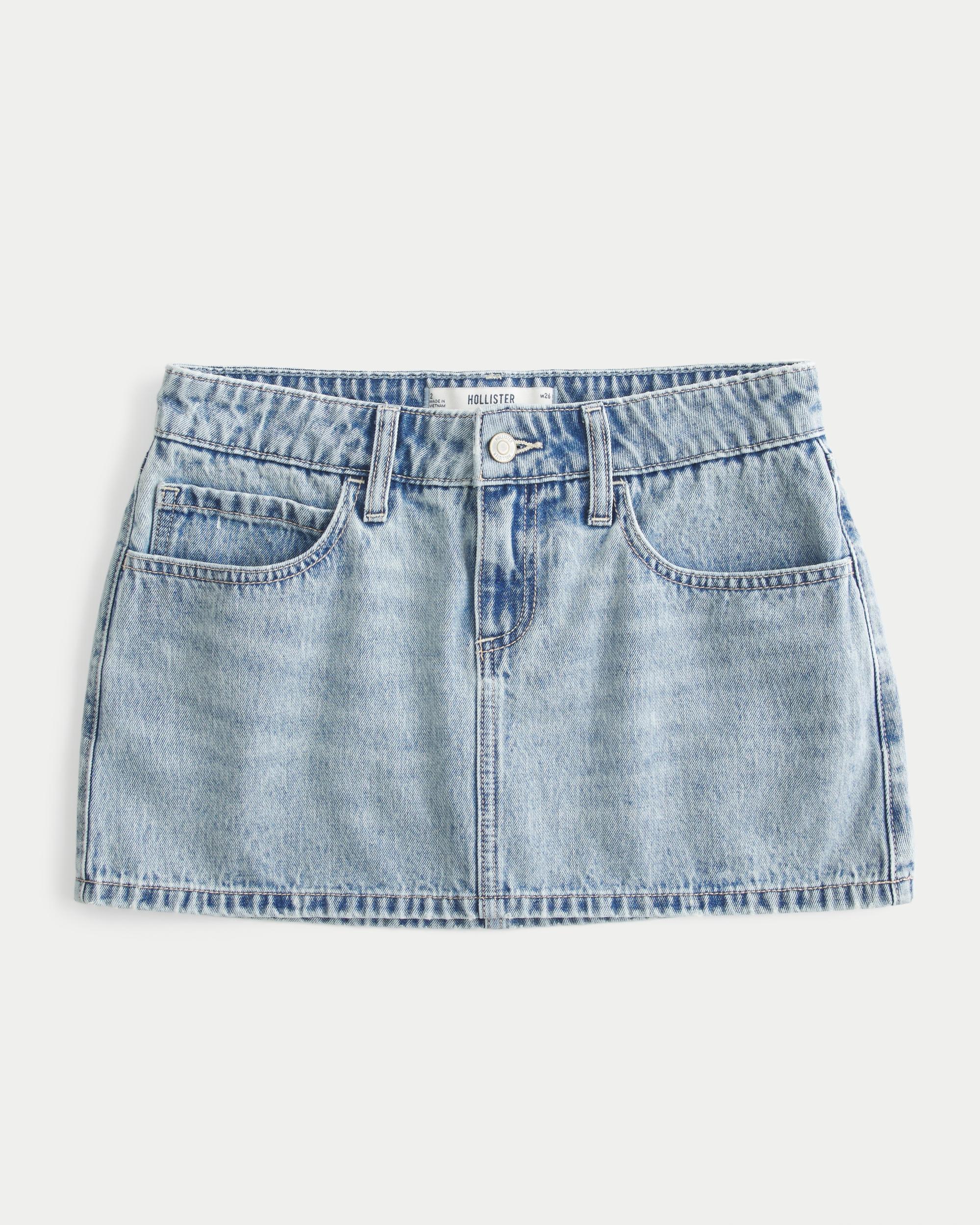 Curvy Low-Rise Denim Mini Skort Product Image