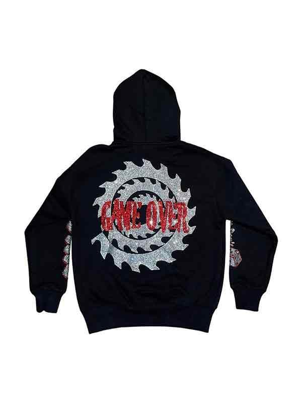 Men's Hip Pop Rhinestone Print Oversized Hoodie Product Image
