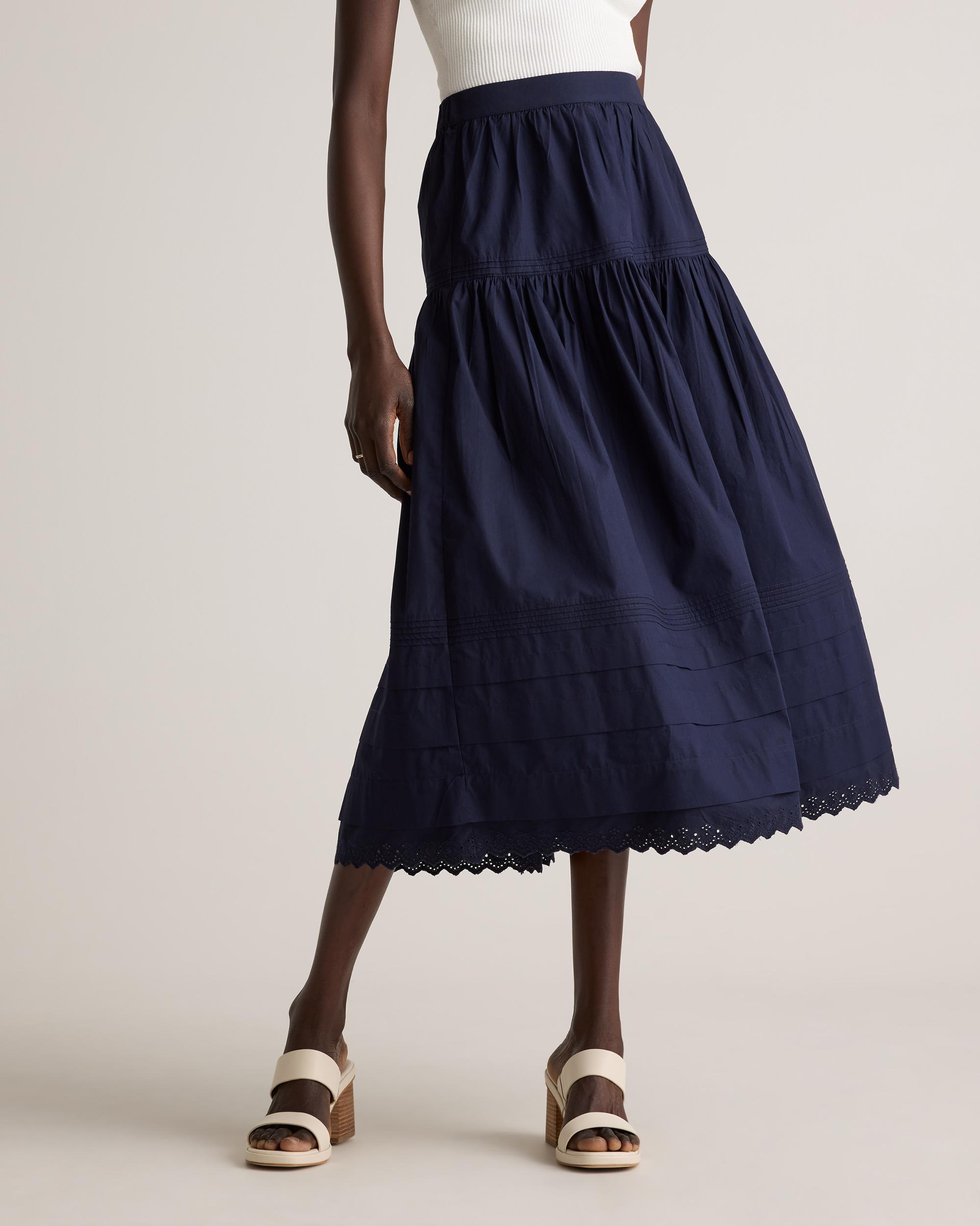 Quince | Women's Poplin Pintuck Maxi Skirt Organic Cotton Product Image