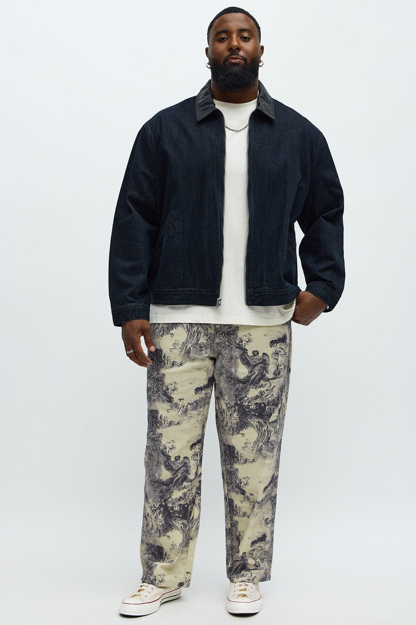 Contrast Collar Denim Jacket - Dark Denim Male Product Image