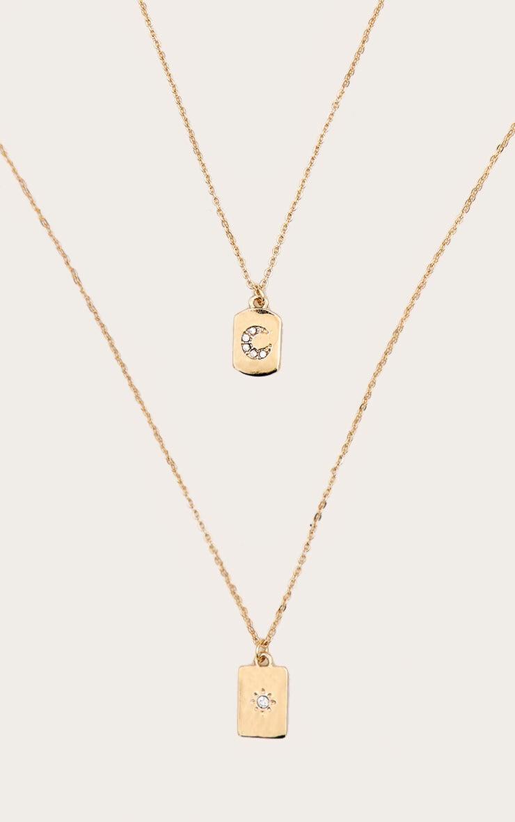 Gold Gifting Diamante Sun And Moon Duo Necklace Product Image