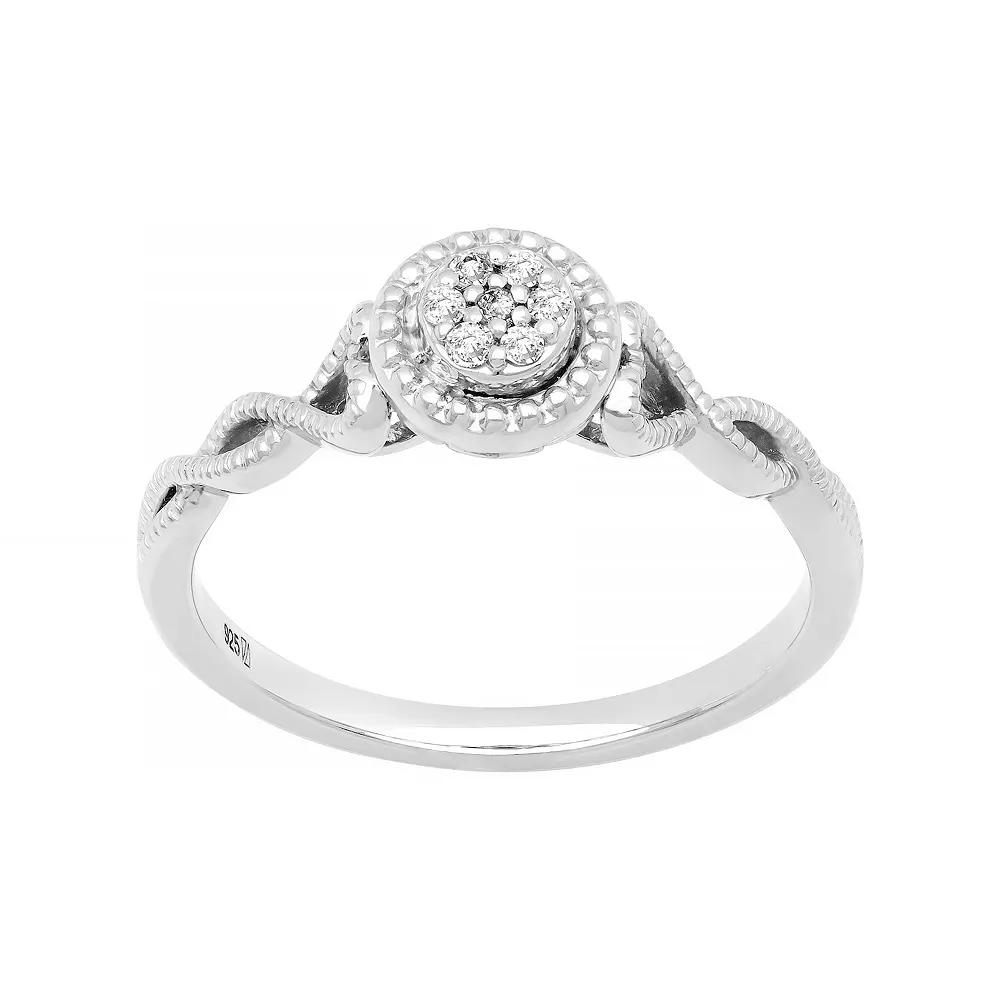 Love Always Sterling Silver Diamond-Accent Halo Twist Promise Ring, Women's, Size: 9 Product Image