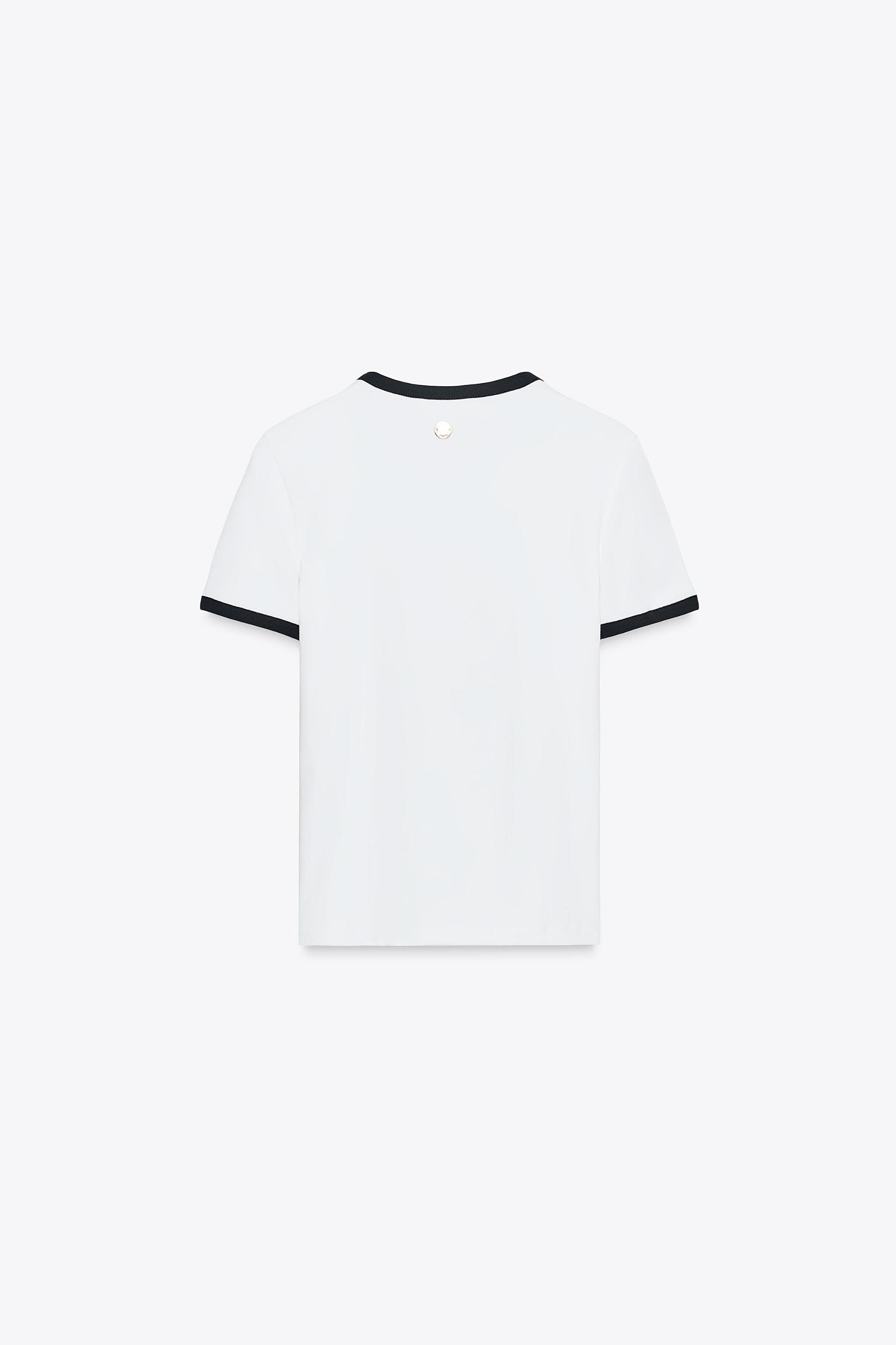ZARA TRIM T-SHIRT WITH BROOCH Product Image