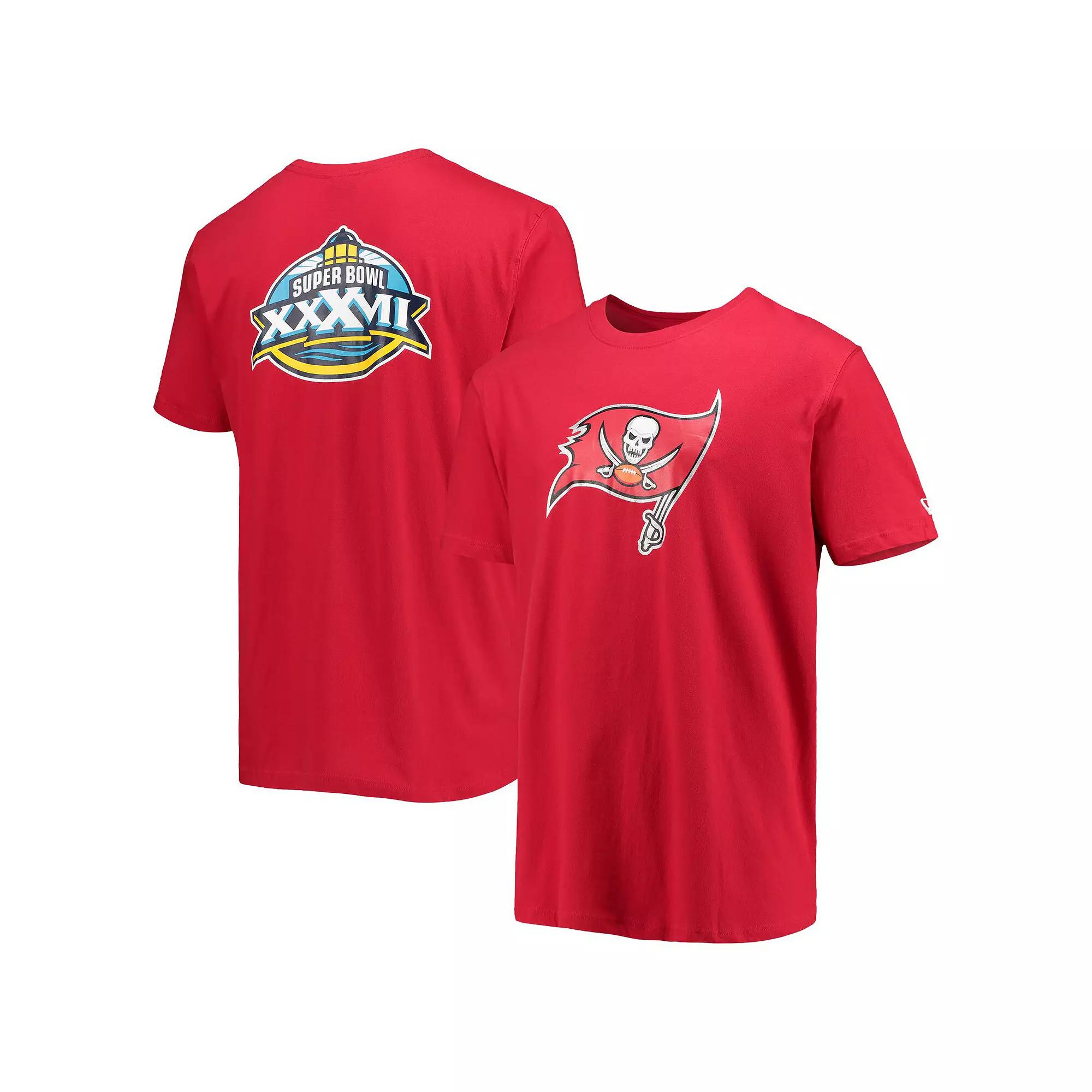 Men's New Era Red Tampa Bay Buccaneers Patch Up Collection Super Bowl XXXVII T-Shirt,  Product Image