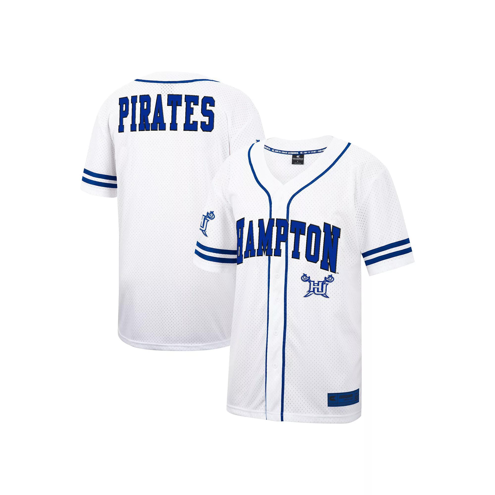 Men's Colosseum White Hampton Pirates Free Spirited Mesh Button-Up Baseball Jersey, Size: XL, Nc2 White Product Image