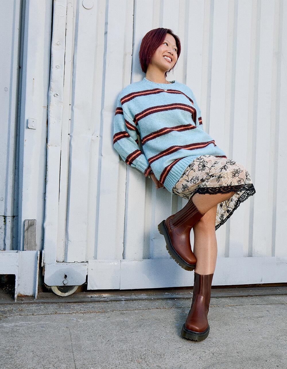 DR. MARTENS Amaayah Lo Womens Leather Boots - BUTTERSCOTCH Product Image