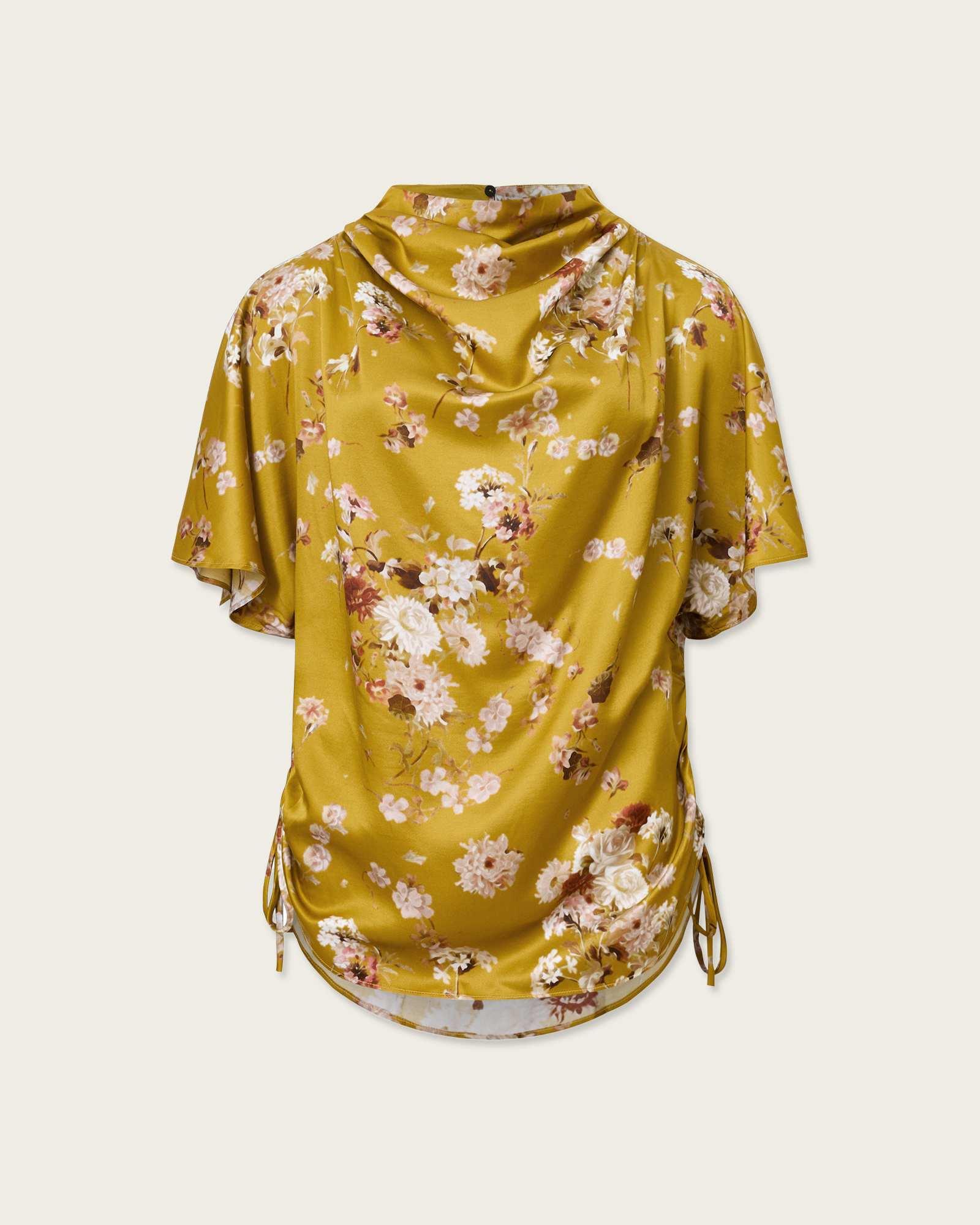 Leslie Draped Satin Top ARMADA DEEP YELLOW | ALLSAINTS US Product Image