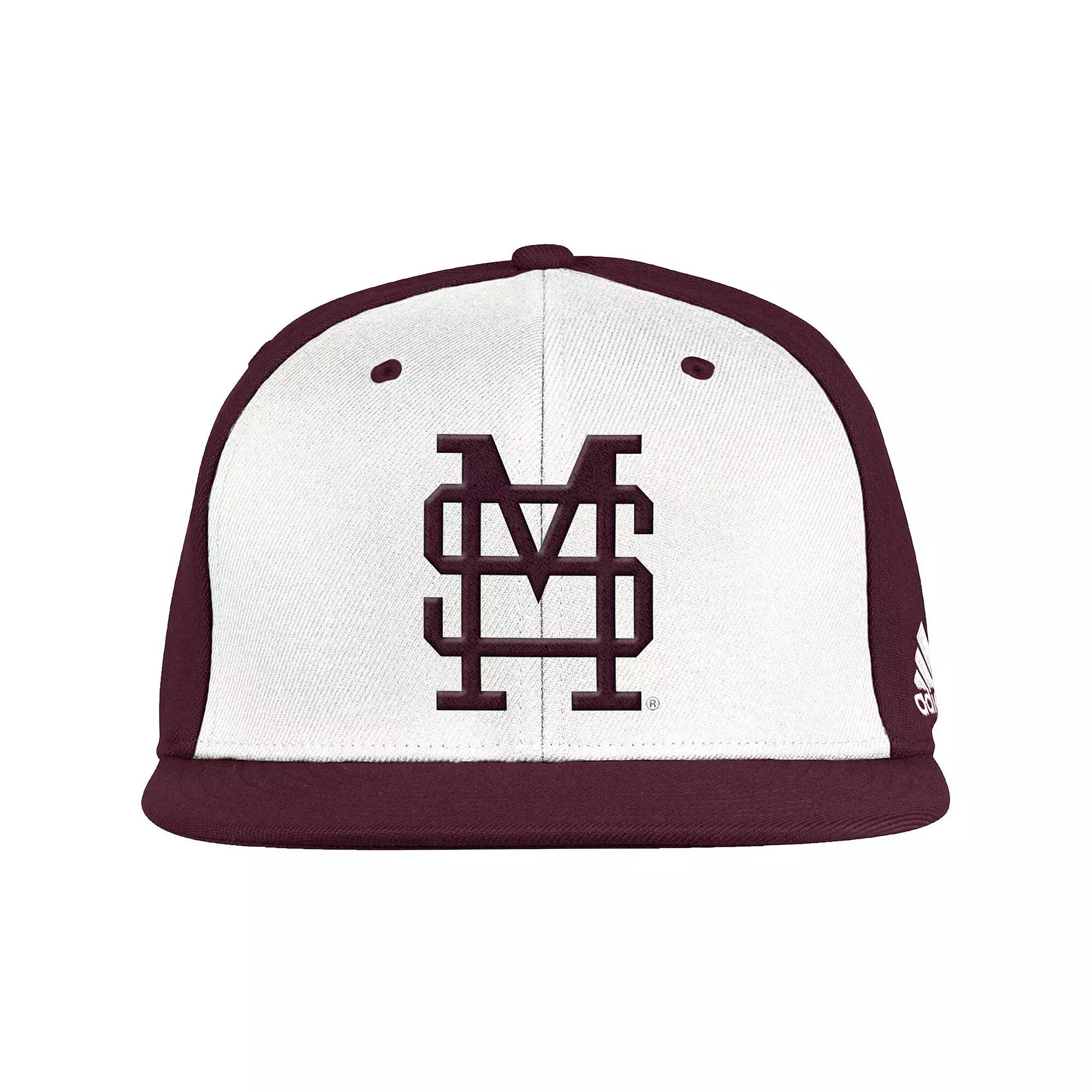 Men's adidas White/Maroon Mississippi State Bulldogs Team On-Field Baseball Fitted Hat, Size: 7 1/2, Mst White Product Image