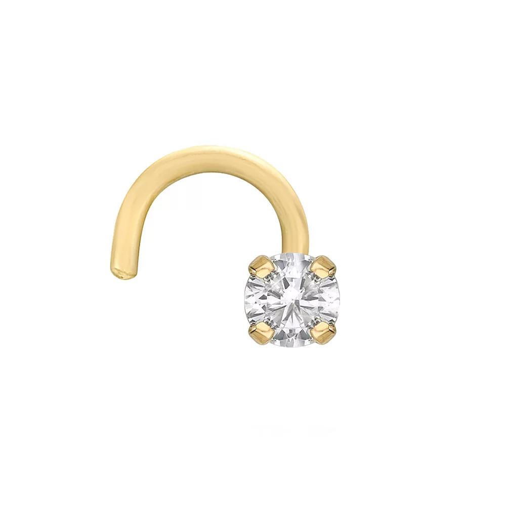 Lila Moon 14k White Gold Curved Diamond Accent Nose Stud, Women's, 14k Whgold Product Image