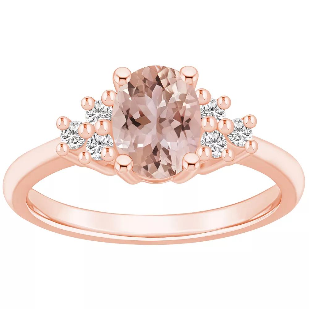 Alyson Layne 14k Gold Oval Morganite & 1/5 Carat T.W. Diamond Ring, Women's, Size: 9 Product Image