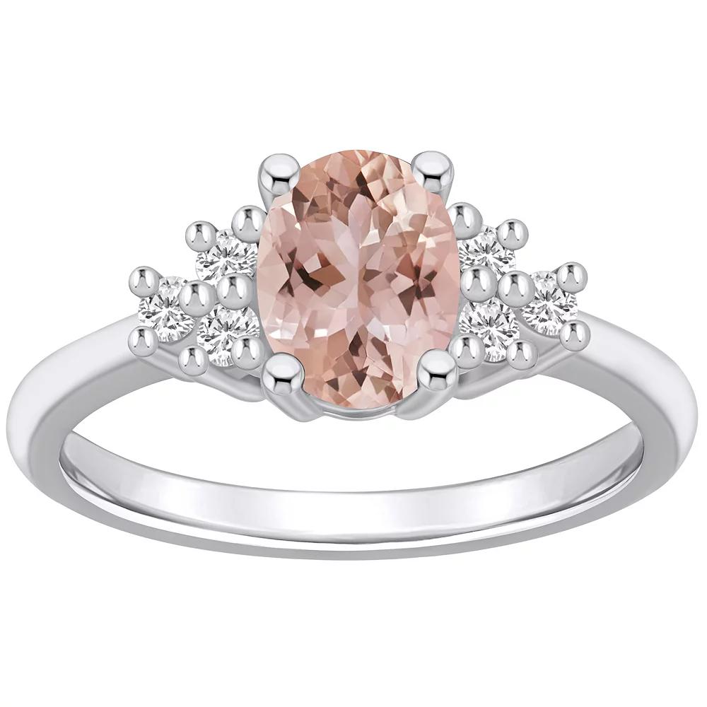 Alyson Layne 14k Gold Oval Morganite & 1/5 Carat T.W. Diamond Ring, Women's, Size: 10 Product Image