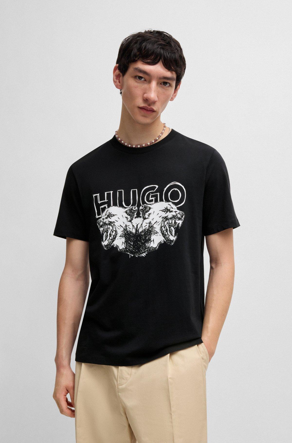 Cotton-jersey T-shirt with logo and animal graphic Product Image