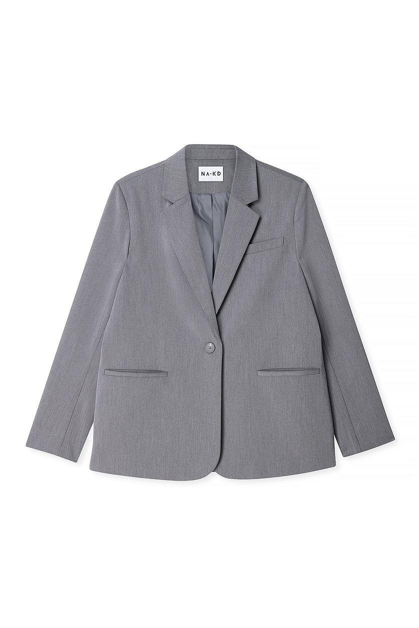 Heavy Straight Blazer Grey Product Image