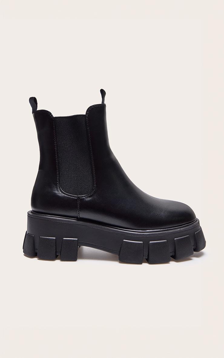 Black Chunky Extreme Cleated Chelsea Ankle Boots Product Image