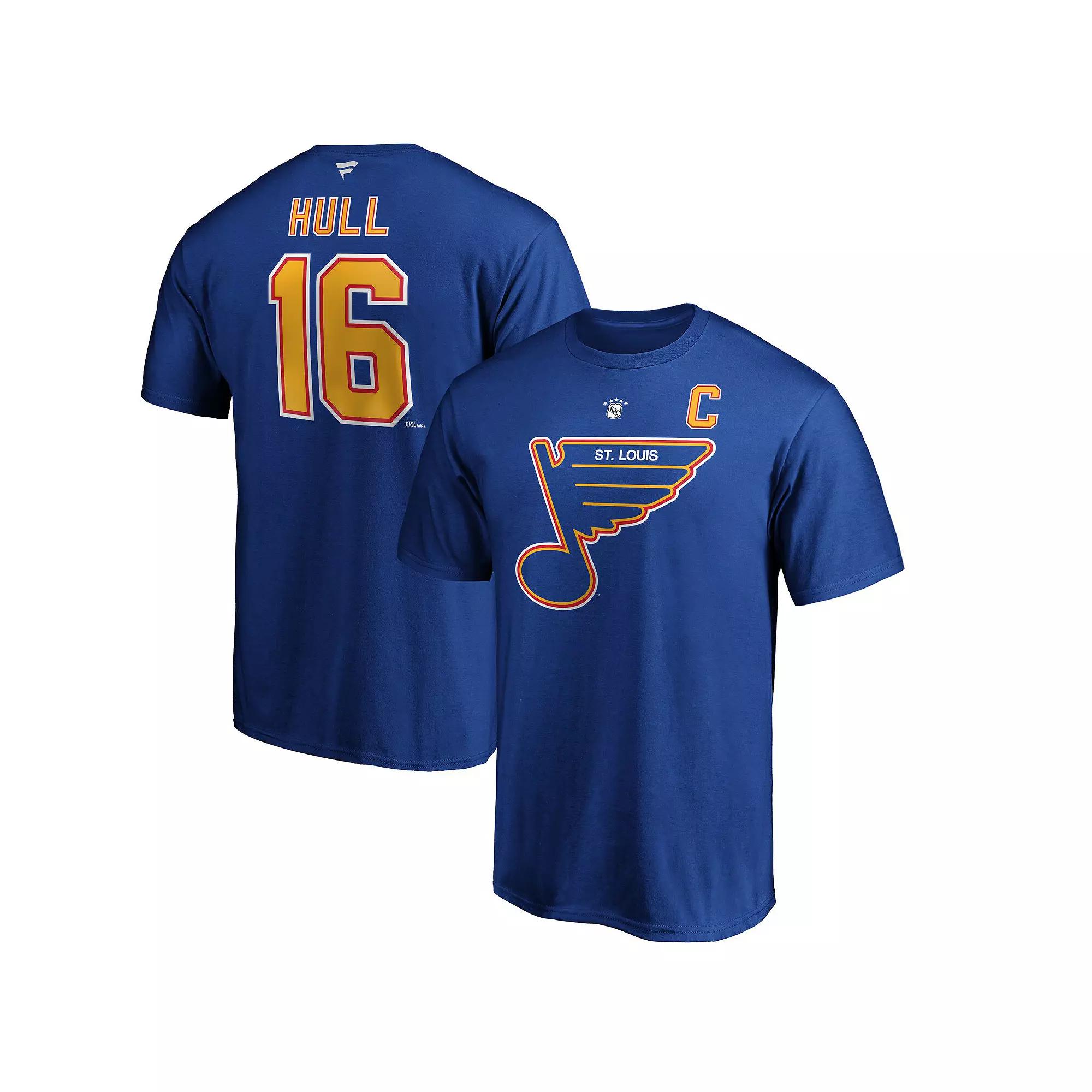 Men's Fanatics Branded Brett Hull Blue St. Louis Blues Authentic Stack Retired Player Name & Number T-Shirt, Size: Small Product Image