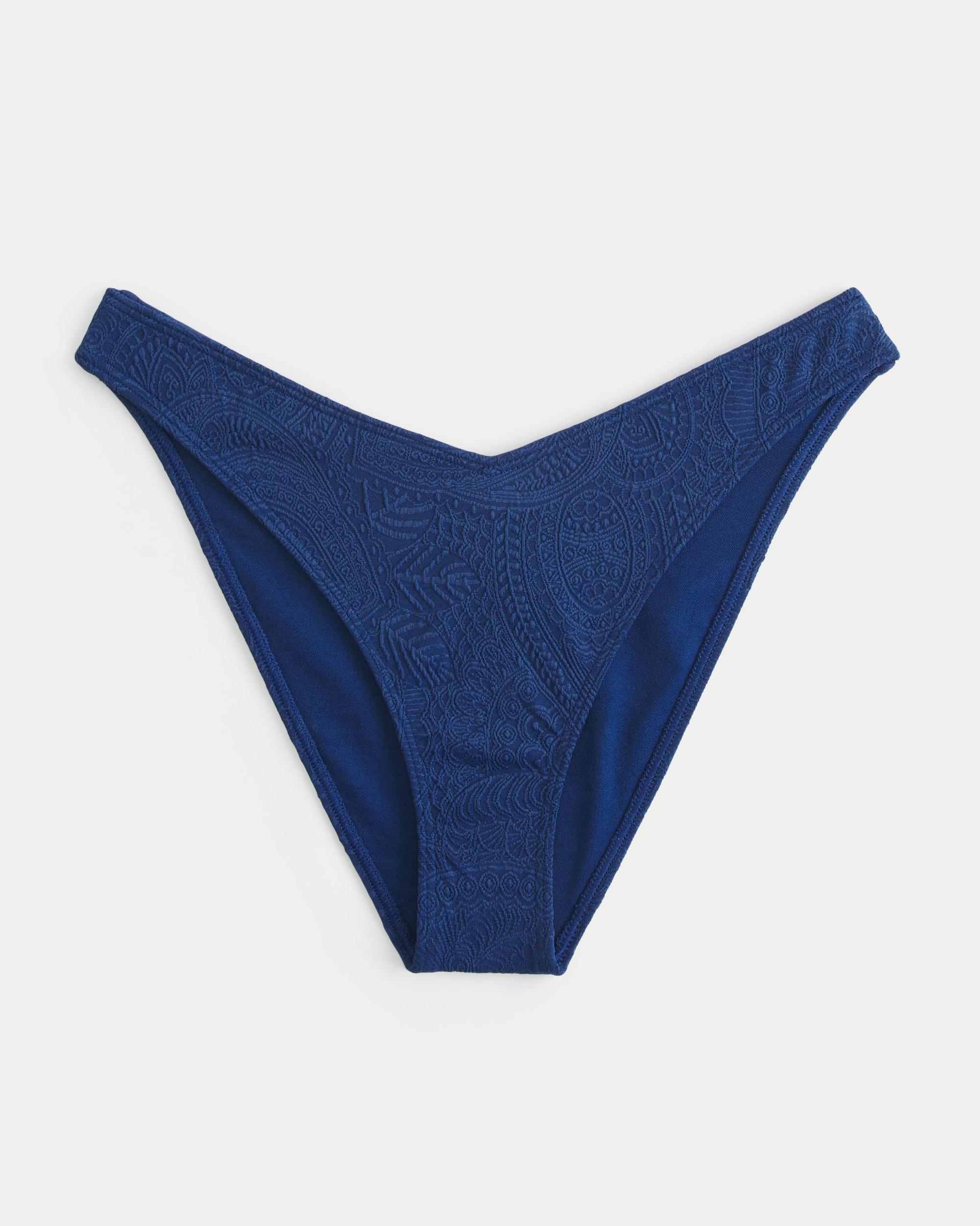 High-Leg V-Waist Jacquard Cheeky Bikini Bottom Product Image