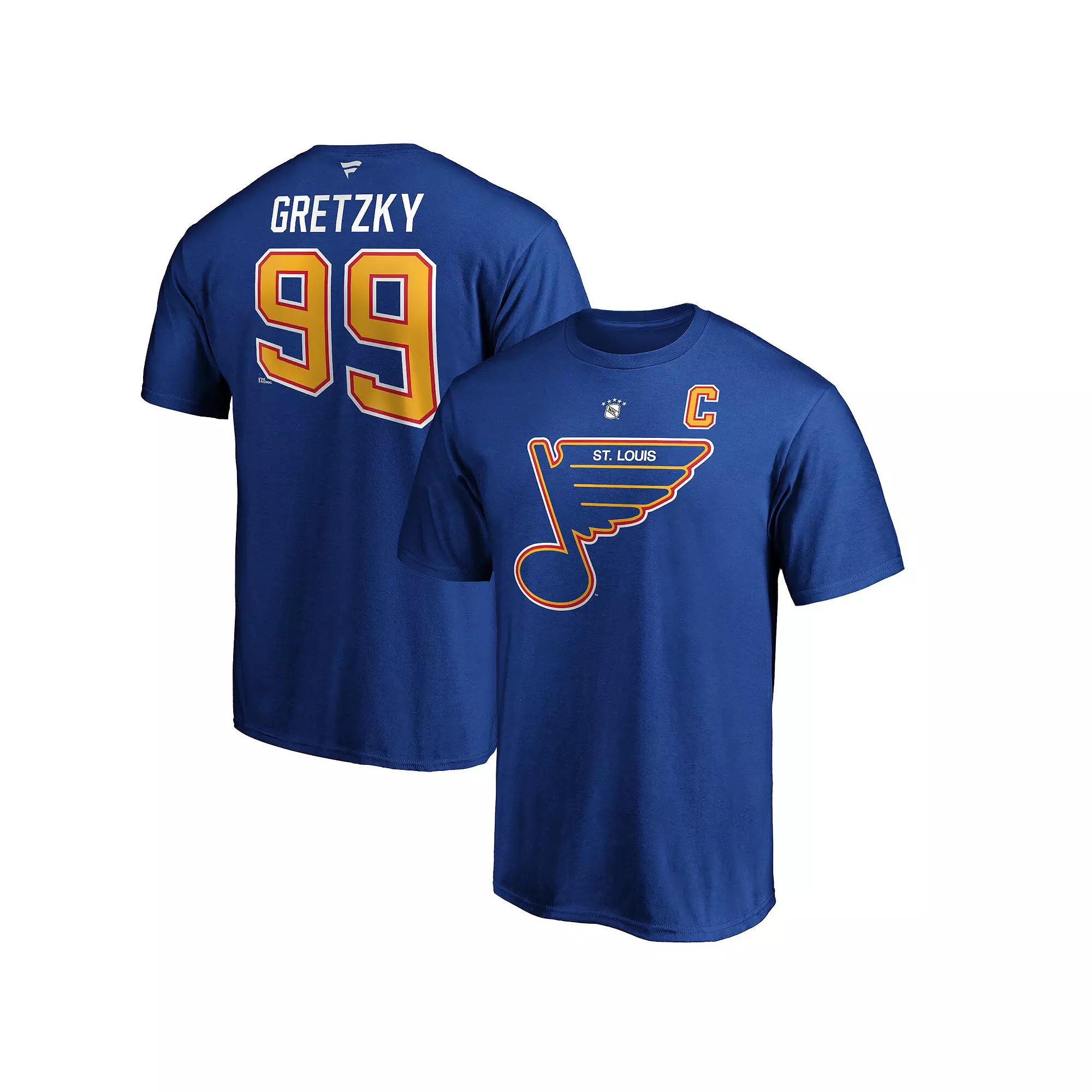 Men's Fanatics Branded Wayne Gretzky Blue St. Louis Blues Authentic Stack Retired Player Name & Number T-Shirt,  Product Image