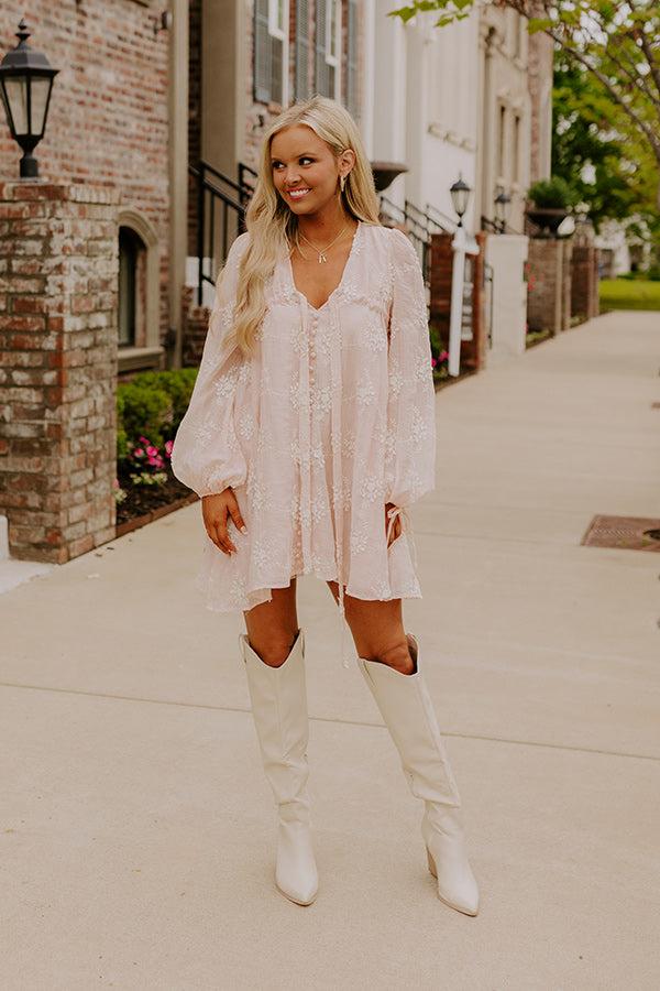 Chic Sweetheart Embroidered Mini Dress in Peach Product Image