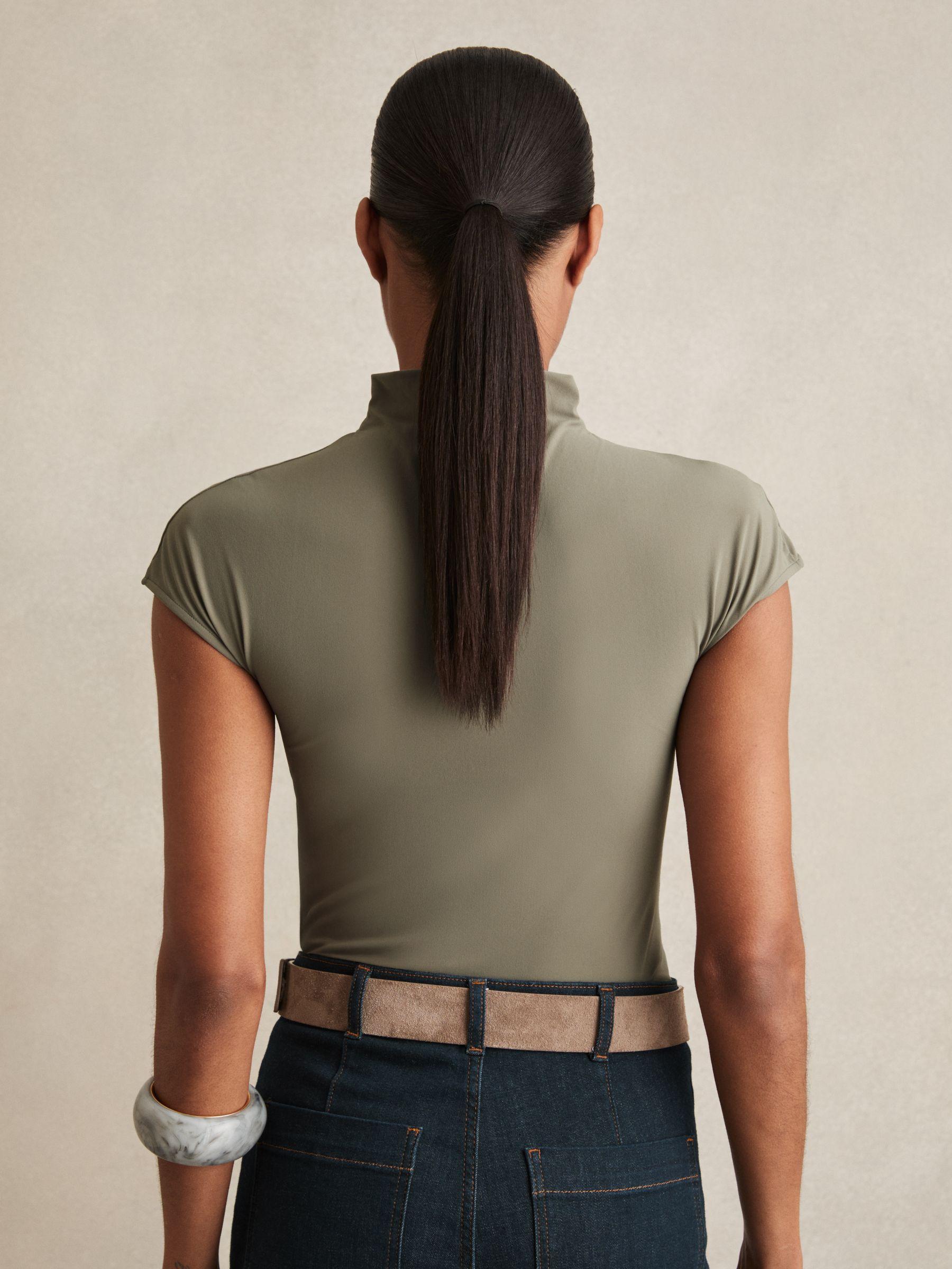 High-Neck Jersey Bodysuit in Sage Green Product Image