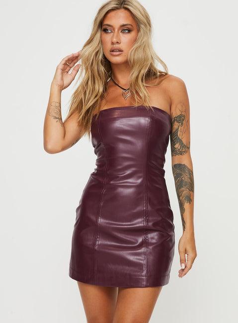 Hailey Strapless Mini Dress Burgundy Product Image