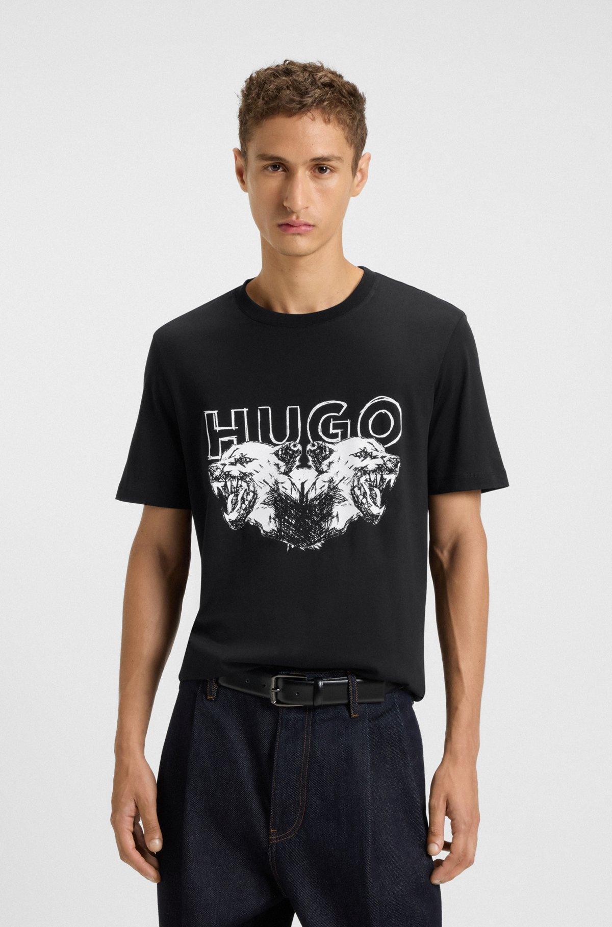 Cotton-jersey T-shirt with logo and animal graphic Product Image