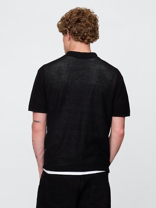 Textured Crochet Polo Shirt Product Image