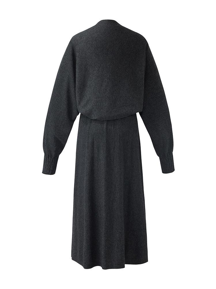 Wool Blend Multi-purpose Scarf And Sleeveless Knitted Midi Dress Two-P Product Image