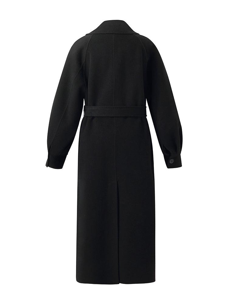 Cashmere Wool Double-Faced Longline Women Wrap Overcoat Product Image