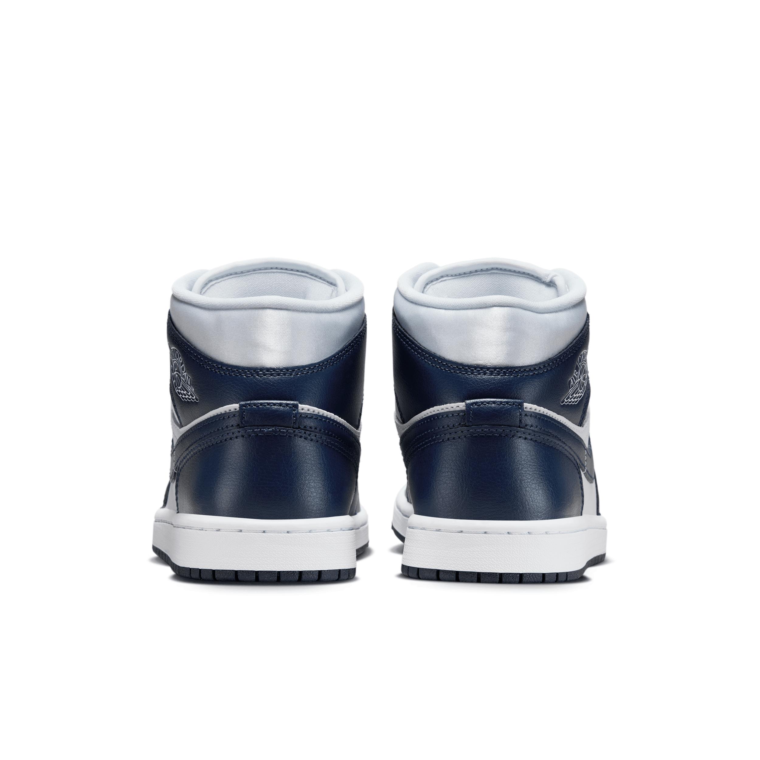 Jordan Womens Jordan Jordan 1 Mid SE - Womens Shoes Midnight Navy/Football Gray Product Image