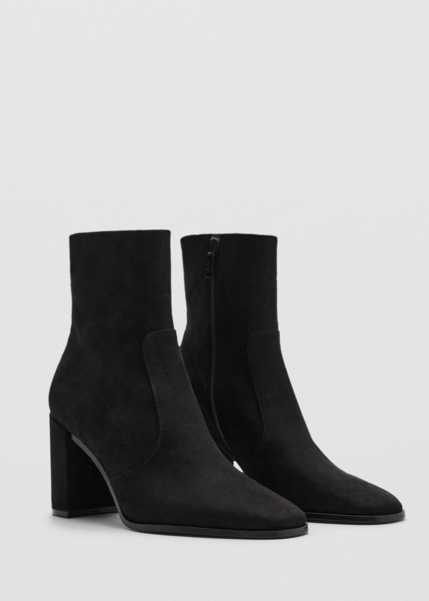 Suede block-heel ankle boots - Women | MANGO USA Product Image