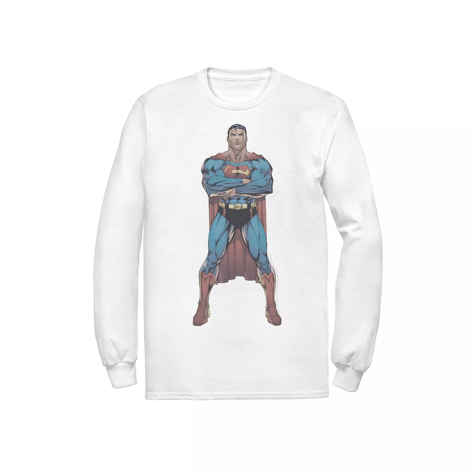 Men's DC Comics Superman Power Stance Comic Poster Sweatshirt, Size: Medium, White Product Image