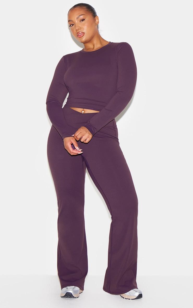Dark Plum Ultimate Sculpt Long Sleeve Crop Gym Top Product Image