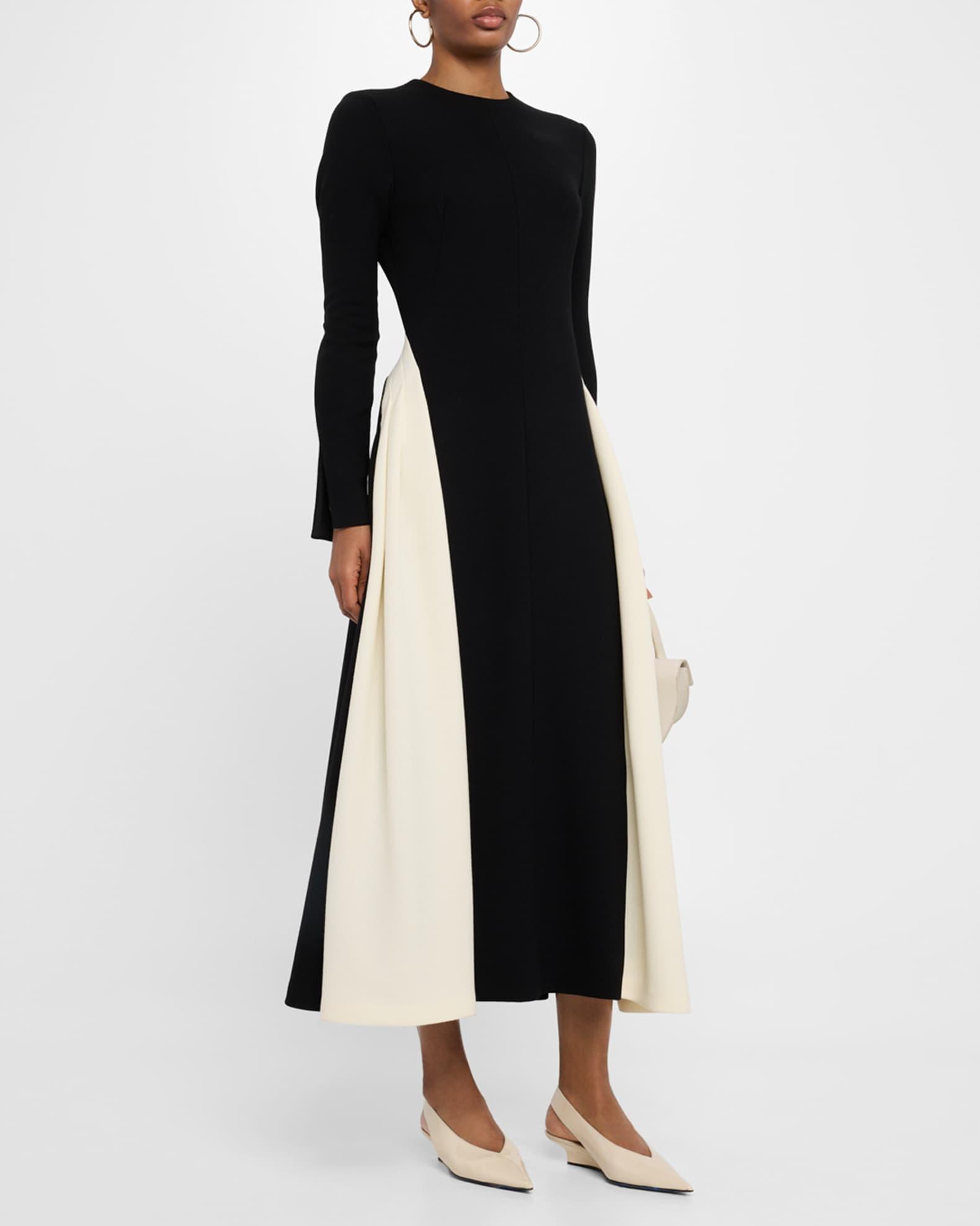 Contrast Stripe Long-Sleeve Midi Dress Product Image
