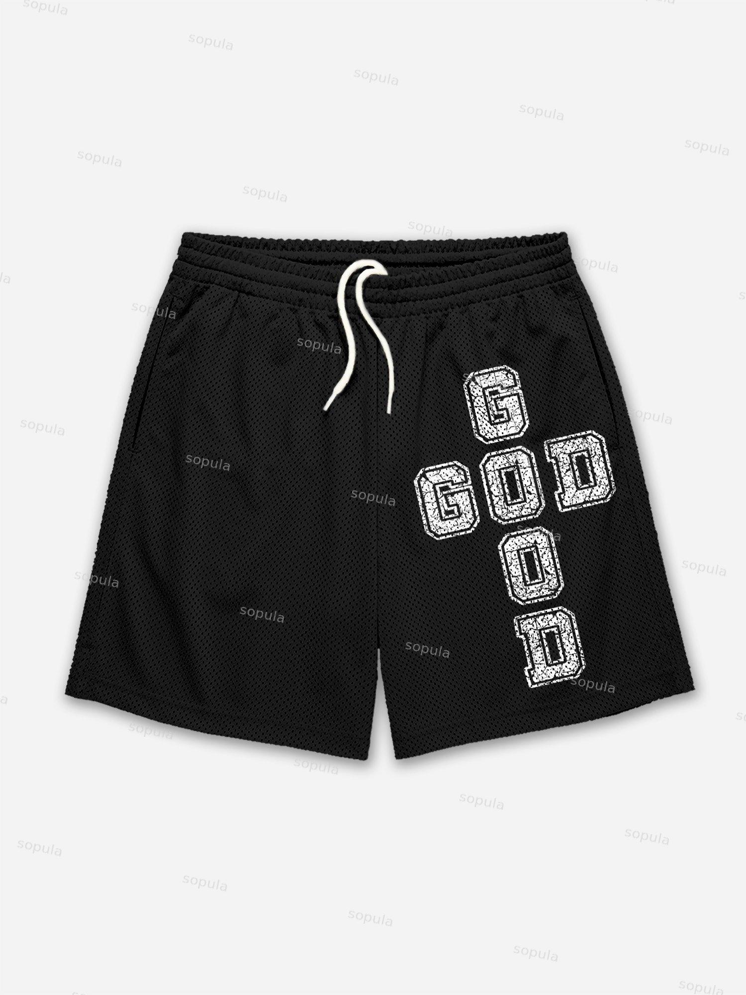 God Is Good Print Mesh Shorts Product Image