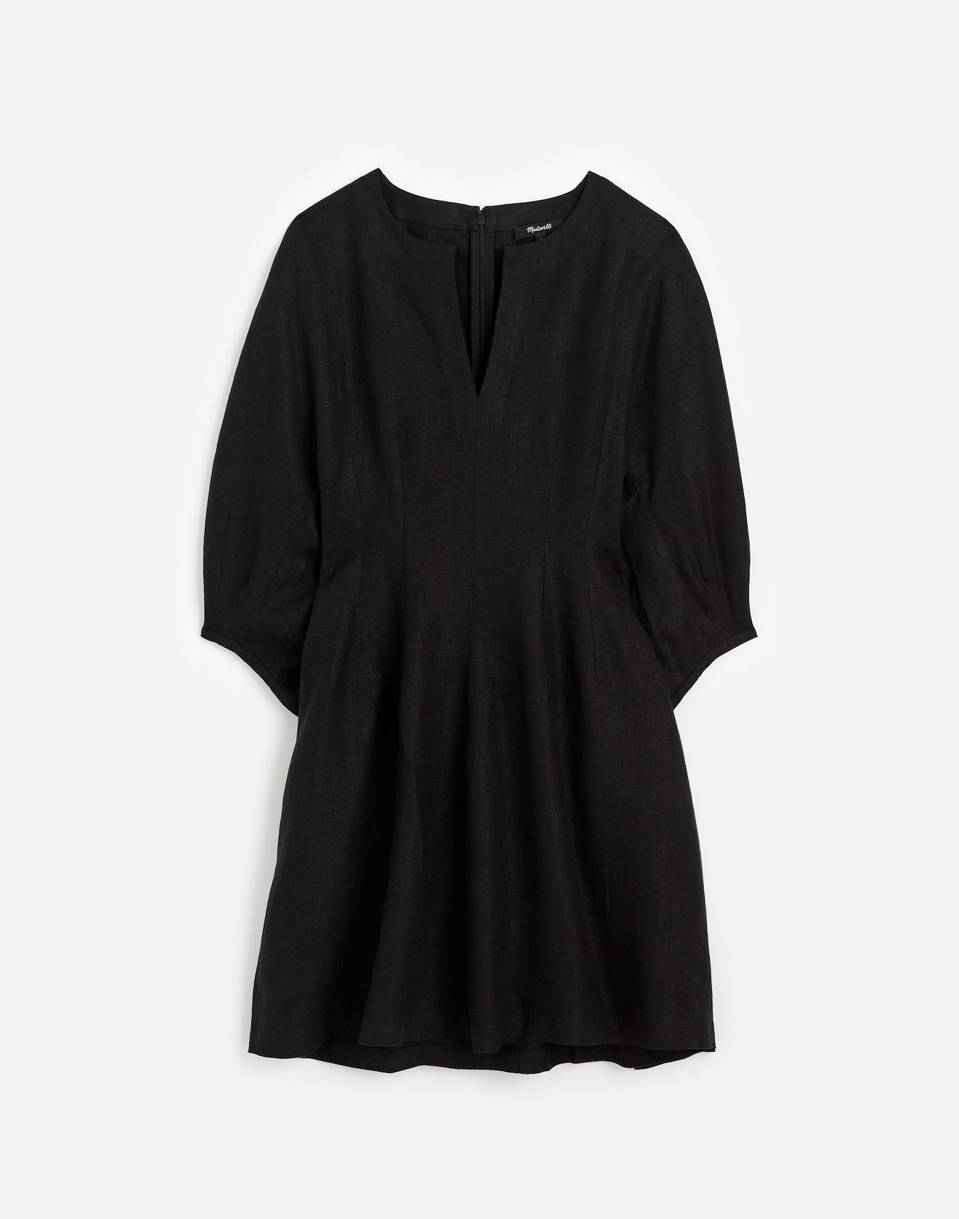 Splitneck Mini Dress in 100% Linen Product Image