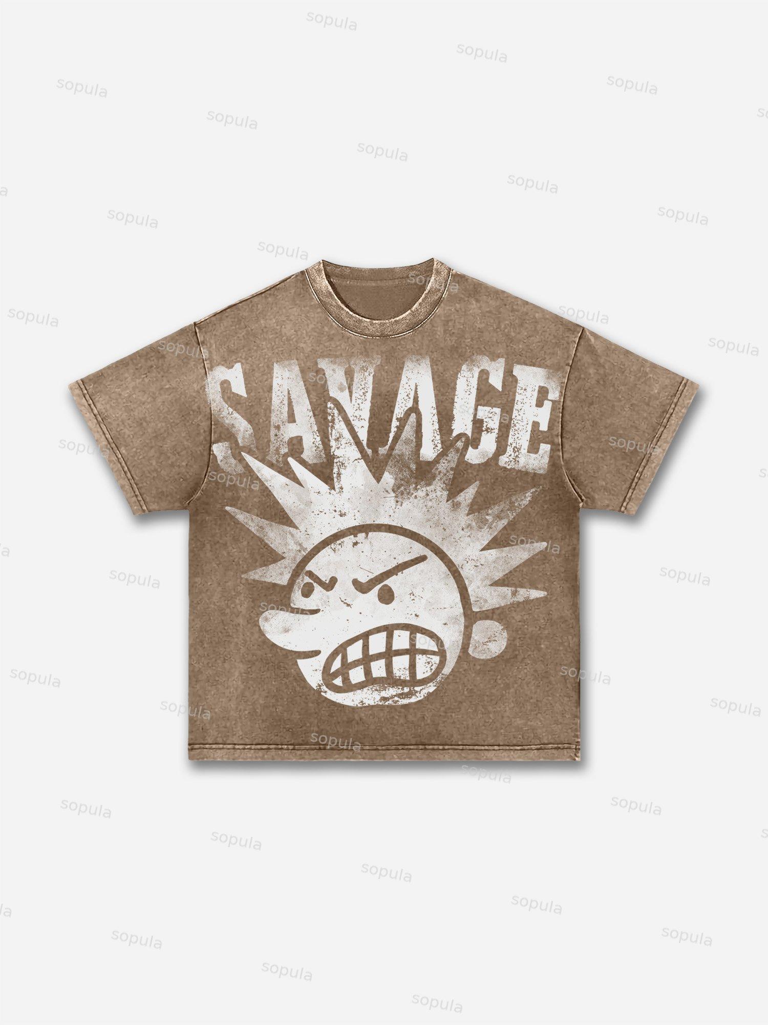 Savage The Brain Explodes Graphic Acid Wash T-shirt Product Image
