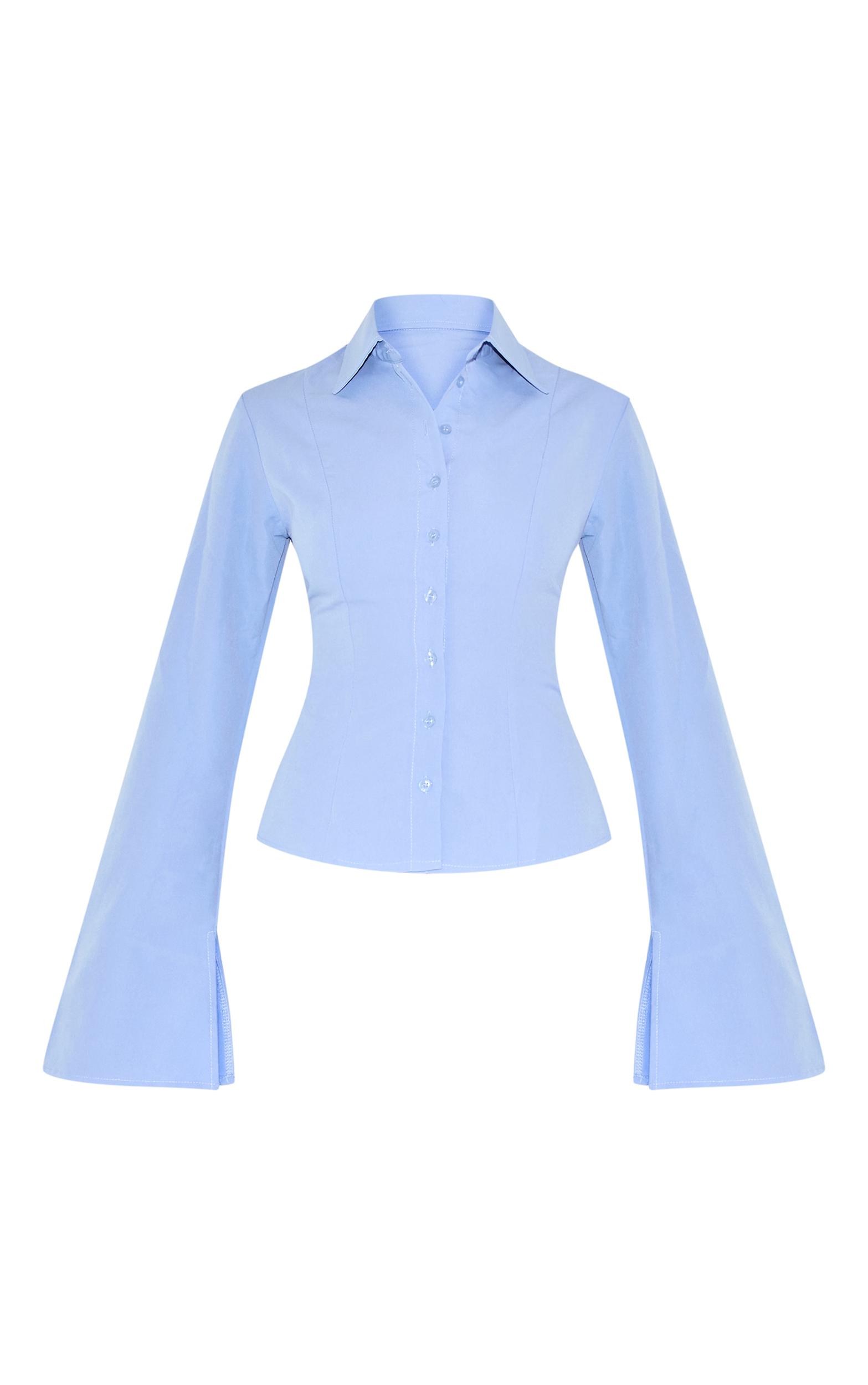 Light Blue Cotton Fitted Shirt Product Image