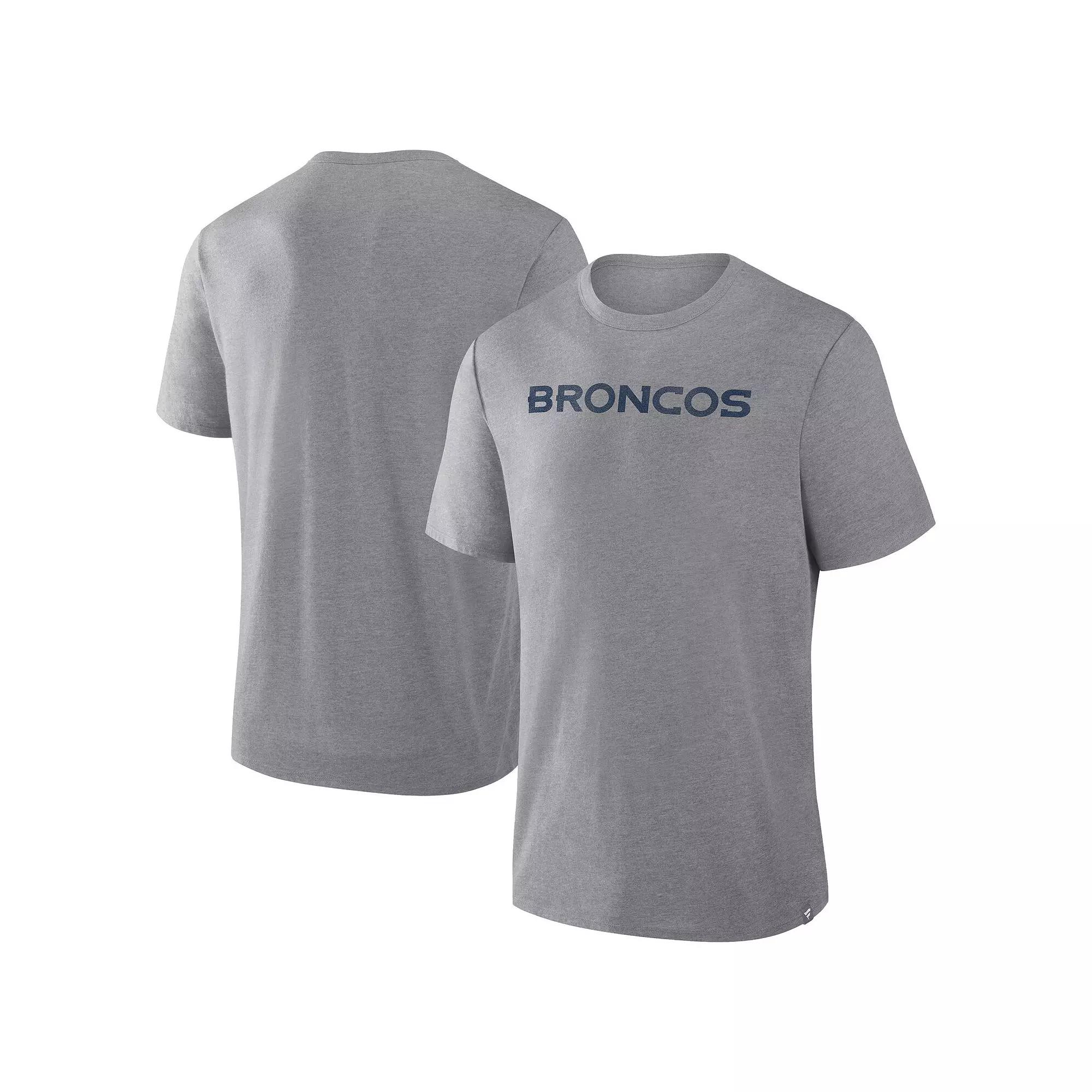 Men's Fanatics  Heather Gray Denver Broncos Tri-Blend T-Shirt, Size: Small, Grey Product Image