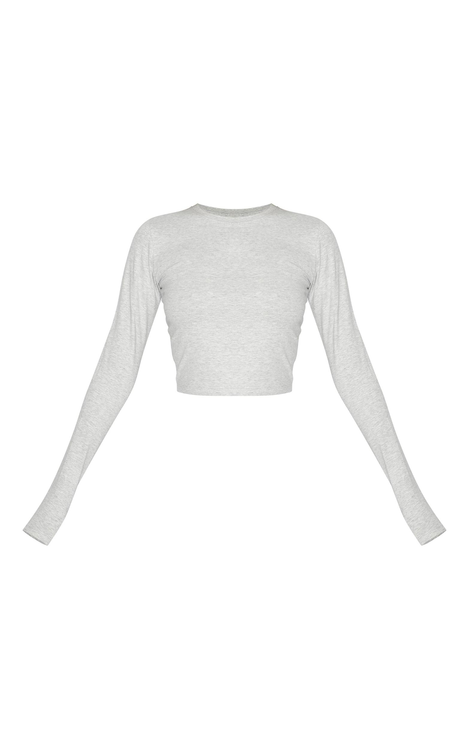 Ash Grey Ultimate Sculpt Long Sleeve Crop Gym Top Product Image